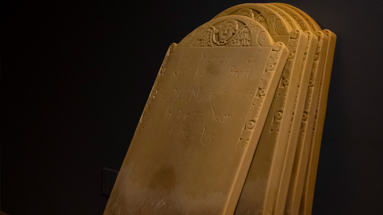 beeswax castings of the Pratt tablet leaning against each other