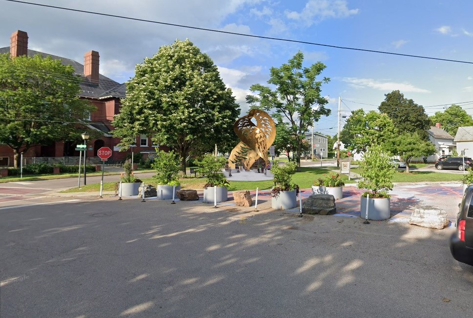 An mock-up image of a monument in a park