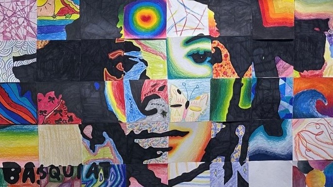 collaborative grid portrait of Jean-Michel Basquiat