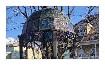 A multi-colored stained glass dome