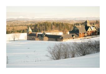 photo of a snowy Shelburne farms