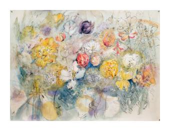 acrylic painting of blotches of different colors