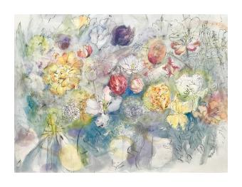 ink watercolor of a garden