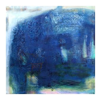 acrylic abstract painting of indigo colors