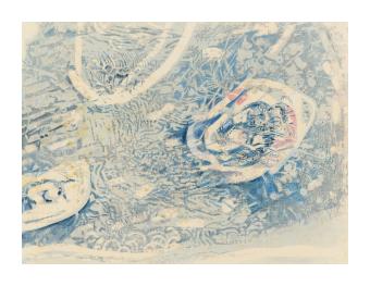 woodcut print abstract painting