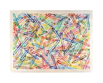 mixed media, abstract, colorful repeating long ovals