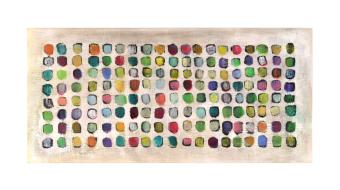 mixed media, repeating colorful squares