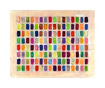 mixed media, repeating colorful rectangles