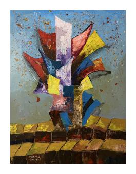acrylic on canvas, conceptual, abstract, colorful shapes