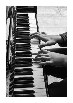 inkjet print of a person playing the piano