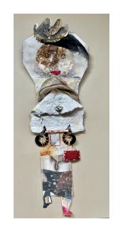 Collage portrait of an abstract figure. 