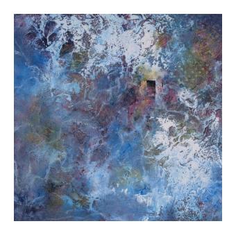 Cold wax in blending colors of blue and white. 