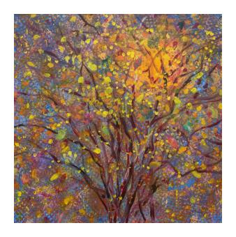 Acrylic depicting a tree in autumn colors