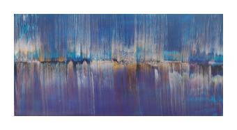 Acrylic fluid poured in opposite directions of each other to resemble a city reflecting onto the water.