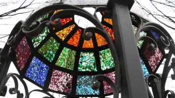 A multi-colored stained glass dome