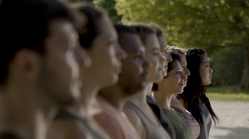 An image of dancers in profile.