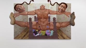 Leyla Faye_In The Balance_2024_Acrylic and mixed media on canvas_60x96in