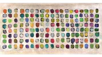 mixed media, repeating colorful squares