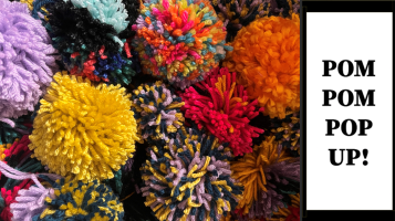 pom poms with over graphic