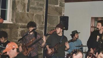 band playing in basement