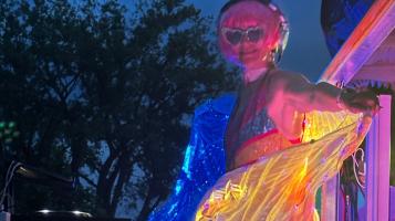 colorful person at night