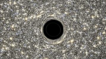 A detailed image of space, with what appears to be a vortex causing a blackhole in the center of image