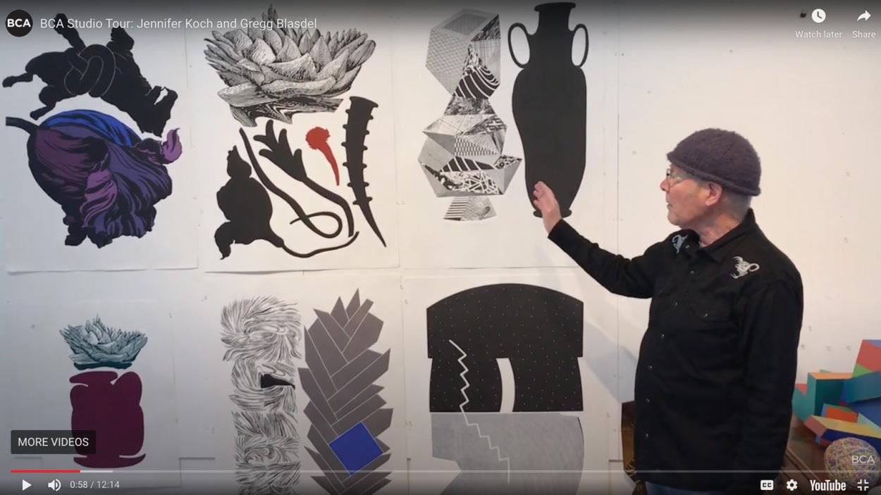 An Artist explains their work from their home studio