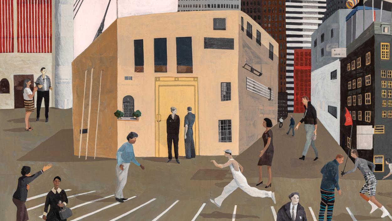 Hannah Morris_The Crossing_2022_Gouache, Flashe, and paper collage on board_24x24in