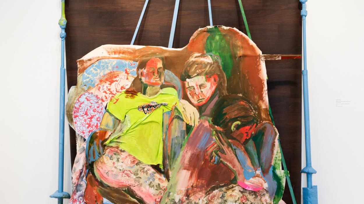 artists work by Corrine Yonch, two abstract people curled up