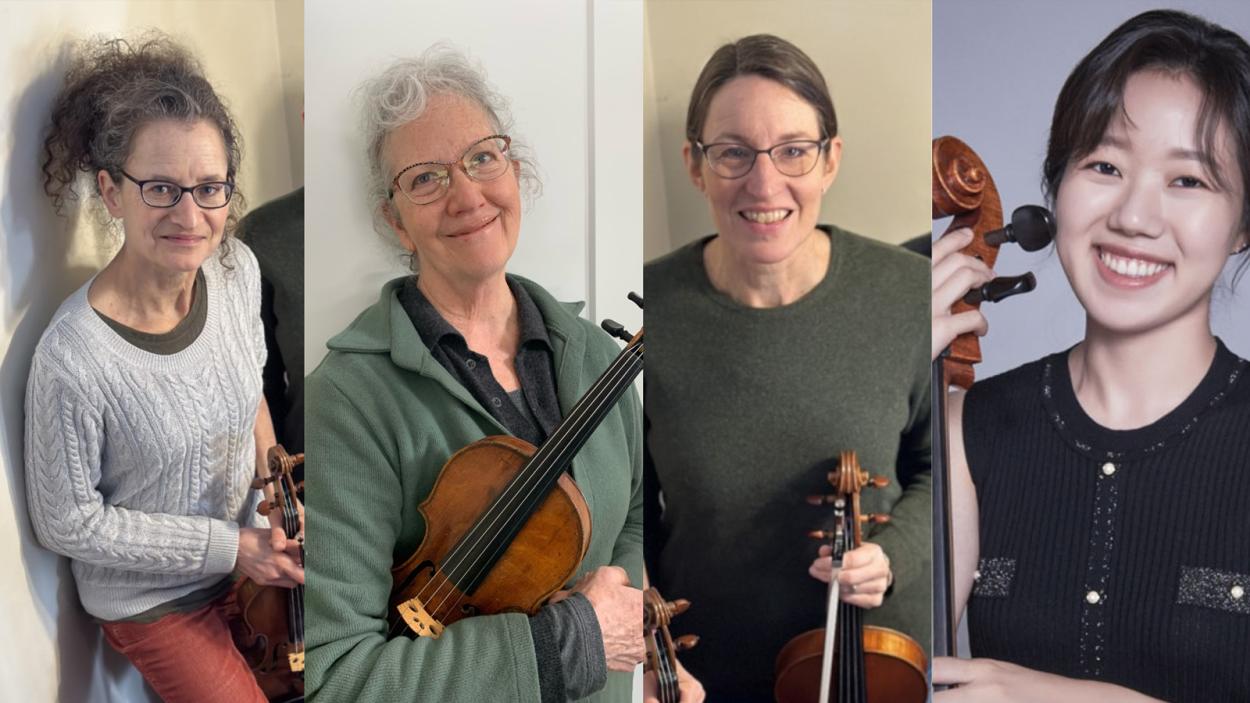 4 individual photos of people with their instruments