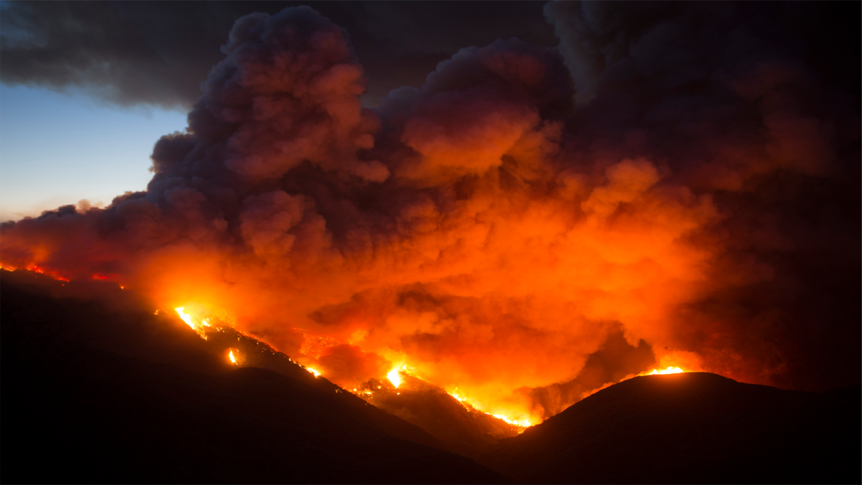 Photo by Kari Greer of a forest fire in Montecito, California